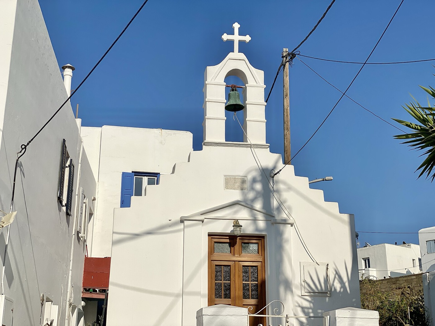 Agios Athanasios church with a blue dome in Chora