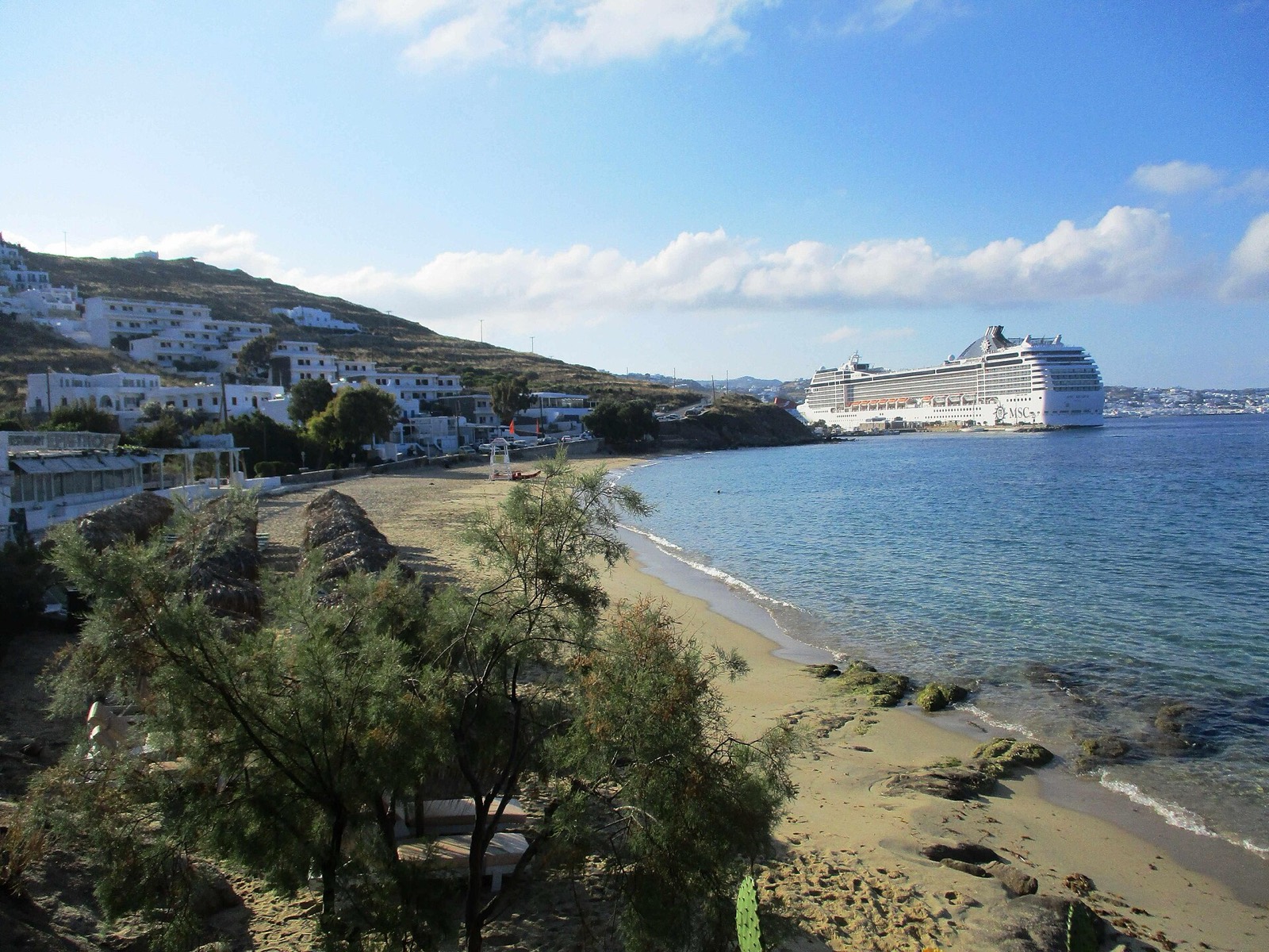 Agios Stefanos beach north of the New Port on Mykonos