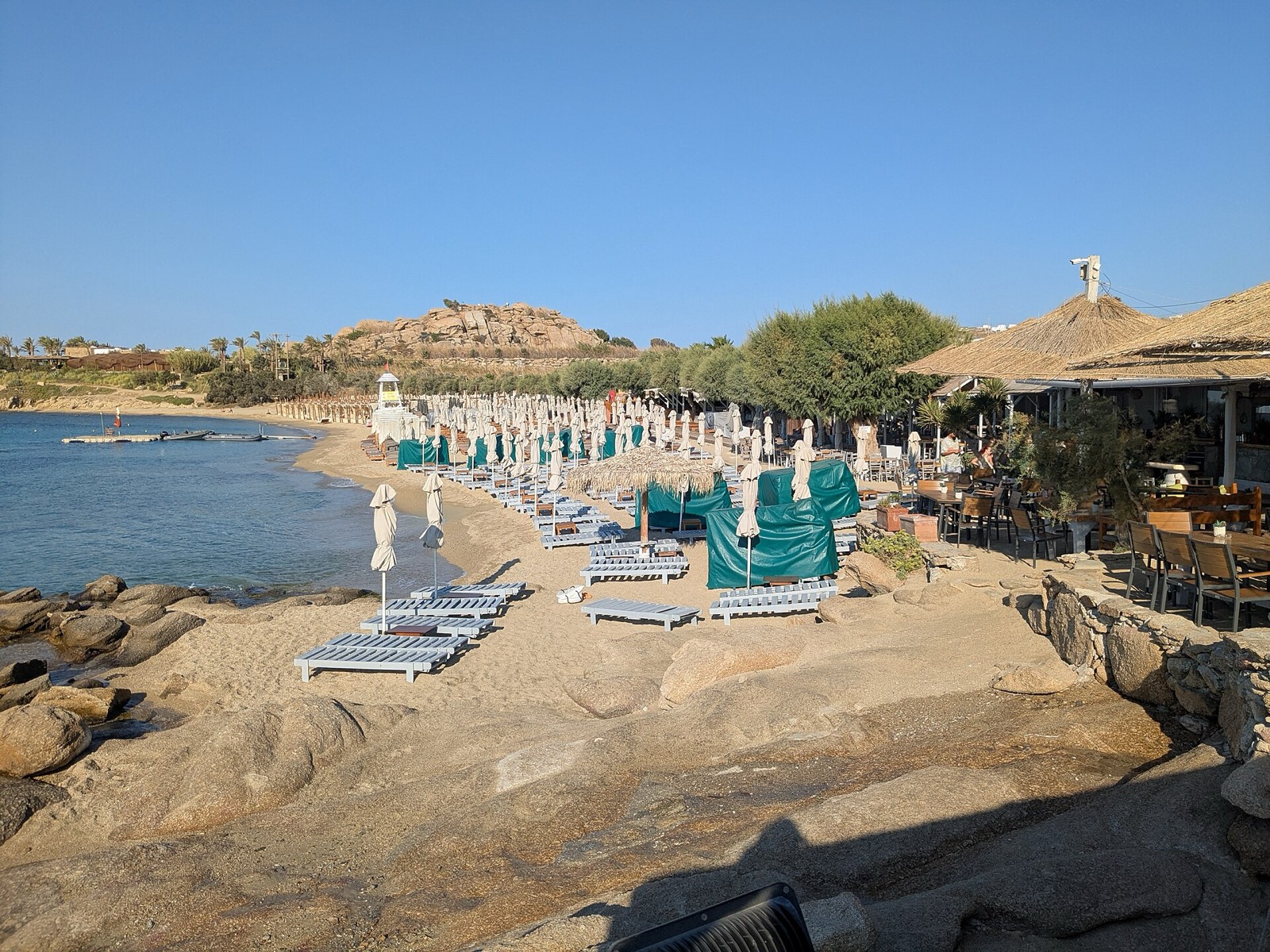 Paraga beach with its beach tavernas