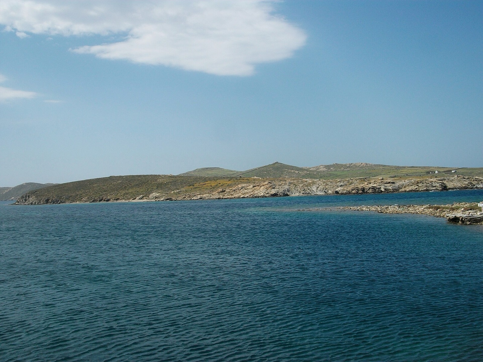 Rhenia seen from Delos across the strait